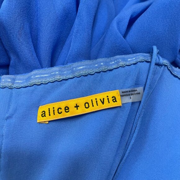 Alice + Olivia Silk Strapless Maxi Dress with Pleated Bodice & Draped Skirt 2 - Picture 4 of 11